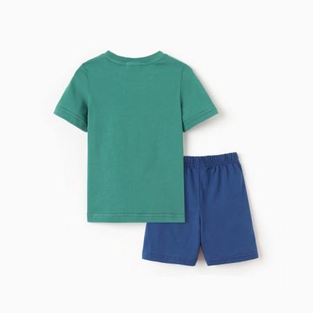 A set for the boy "Dinosaurs" (T-shirt/shorts), dark green/blue color, height 128-134 cm-4