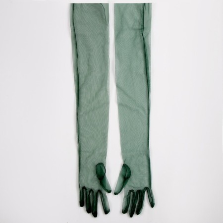 Carnival accessory- transparent gloves, dark green color-3