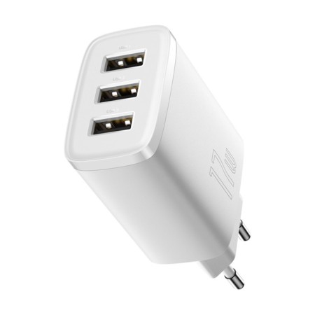 Network charger Baseus, 3USB, 3 A, 17W, white-4
