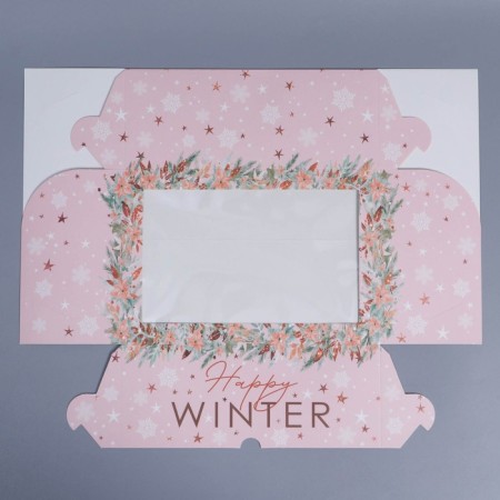 Folding box for 6 cupcakes with the Happy Winter window, 25 x 17 x 10 cm, New Year-4