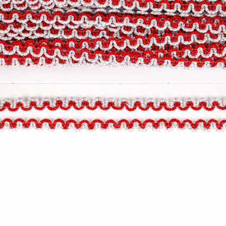 Red-silver braid “wave”, width 0.8 cm, in package 25 m-2