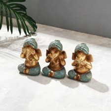 Фигура "Ганеша: не вижу, не слышу, не говорю" 6х7,5х10,5см, набор 3шт