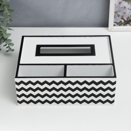 MDF box for napkins with a stand "Zigzag. Geometry" Belo-CHRURAL 9X18X24 cm-2
