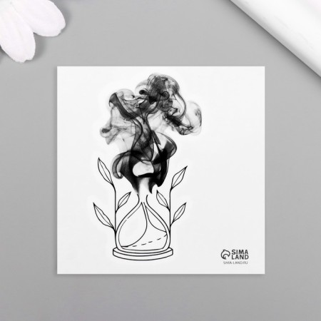 Black body tattoo "Black. Sanding clock" 6x6 cm-3