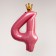 Foil ball 40 "" number 4 with crown ", pink color