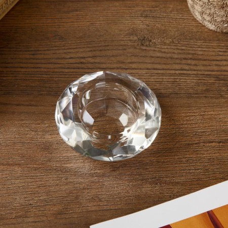 Glass of glass per 1 candle "Crystal Circle" Transparent 3.7x7.5x7.5 cm-2