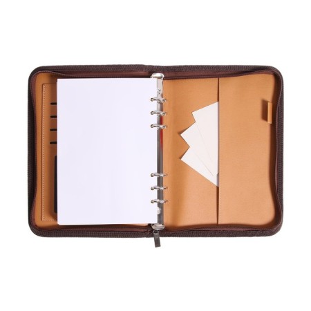 Organizer on the rings A5, 100 sheets ruler, with a calculator, on a zipper, brown-8