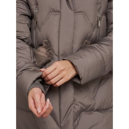 Coat insulated winter female, size 52, brown color-15