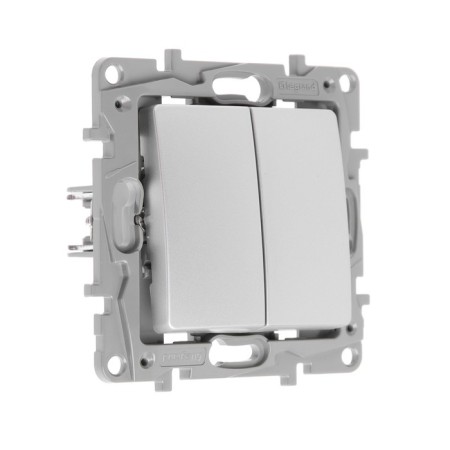 LEGRAND ETIKA switch, 2-CL, Aut. Clemes, 10AX, 250 V, aluminum