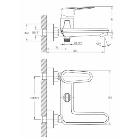Bath mixer Rush Devon De7535-44, single-leaf, short spout, chrome-1