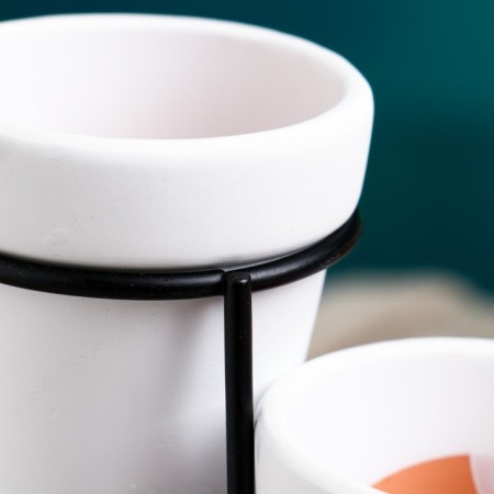 Set of Kashpo "Trio" white, on a stand, 15x11cm-3