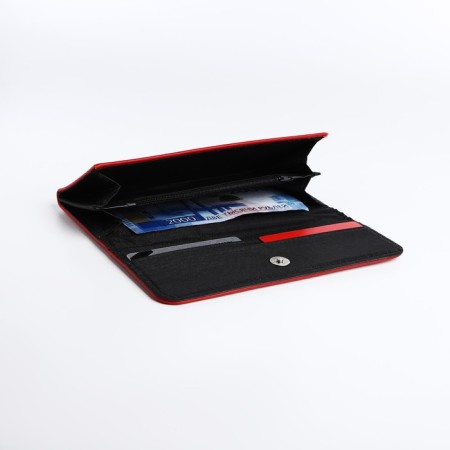 Women's wallet on magnet, red color-3