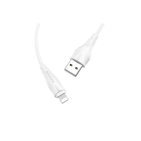 Cable Borofone BX18, Lightning - USB, 2.4 A, 1 m, PVC braid, white-3