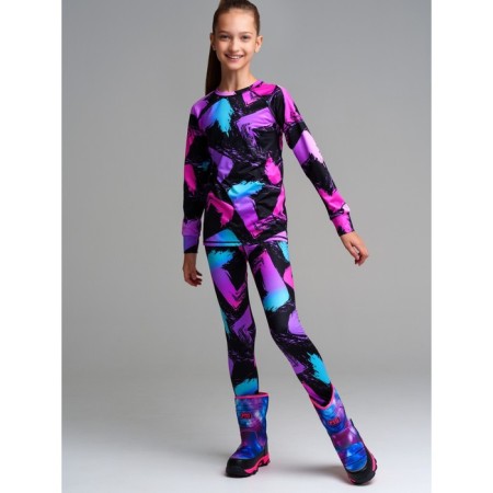 Thermal complex for girls: trousers, sweatshirt, height 134 cm-1