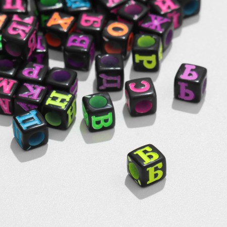 Acrylic bead "Alphabet" (mix), 6 × 6 mm, set 10 g, color mix-1