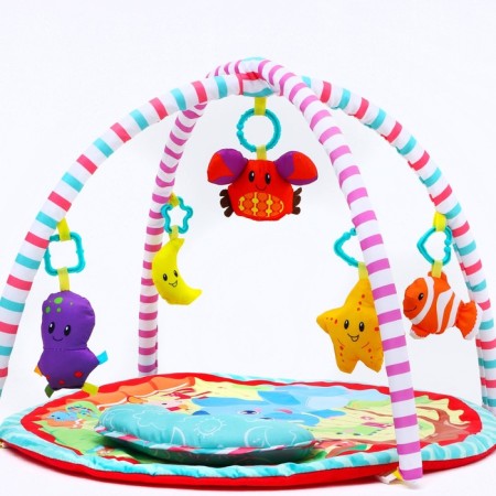 Developing rug with arcs "Elephant and Friends", 70x70 cm, crush me-12