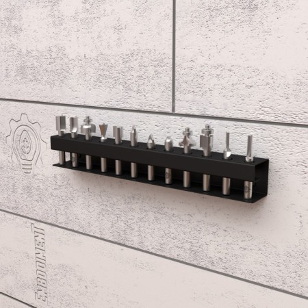 Holder for storing mills with 12 items, wall, black