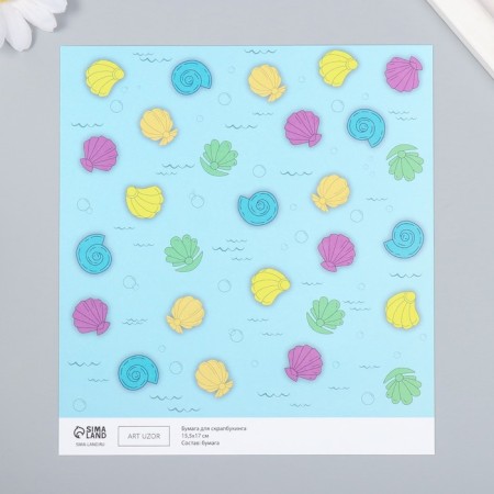 Scrapbooking paper "Sea shells" density 180 g 15.5x17 cm-1