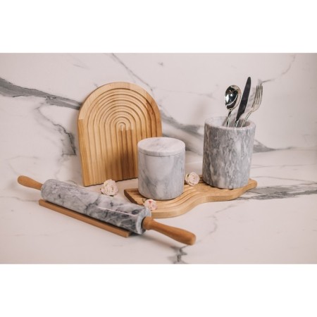 Magistro marble rolling pin, with a stand, 45 × 5 cm, white color-9