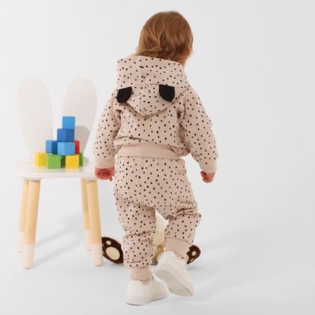 Set: Jumper with zipper and pants crumb I "Kisa", height 68-74 cm, beige-1