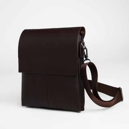 Men's bag over the shoulder, Textura, external pocket, brown color-3