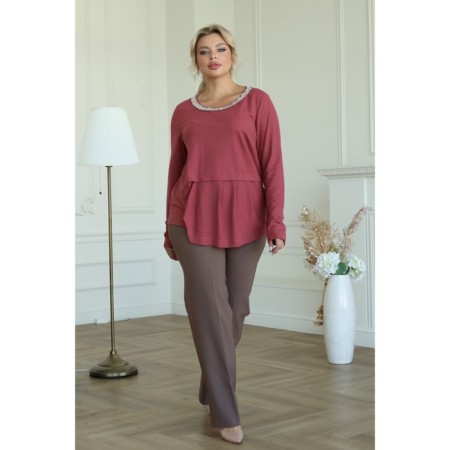 Female blouse, size 54, burgundy color-9