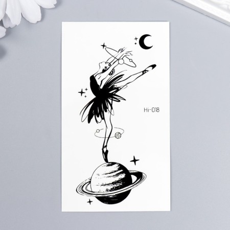 Tattoo on the body phosphorus "Ballerina dancing on the planet" 10.5x6 cm-1