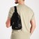 Male sling bag, artificial leather, headphone opening, black color