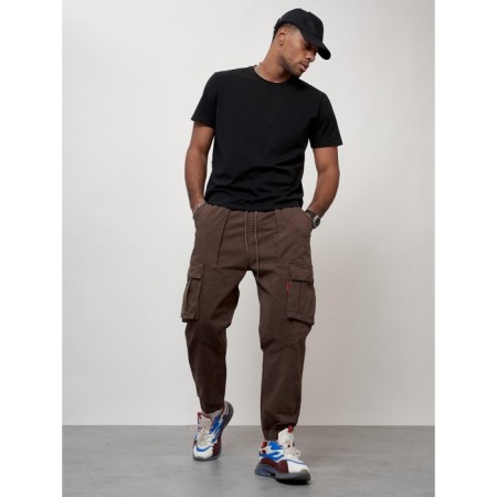 Cargo jeans men, size 52, brown color-4