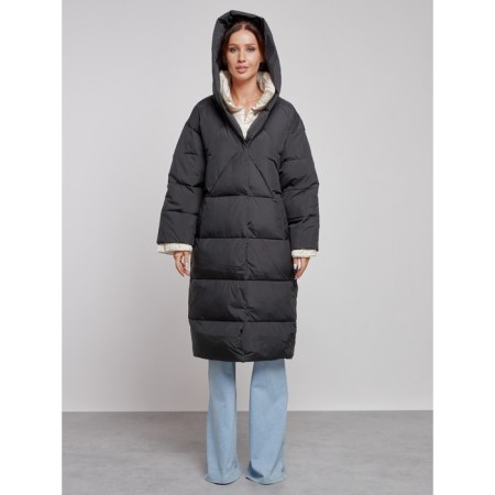 Coat insulated winter female, size 48, black color-4