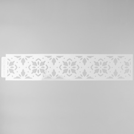 Tencil of border plastic "Flowers and geometry" 60x12 cm-3