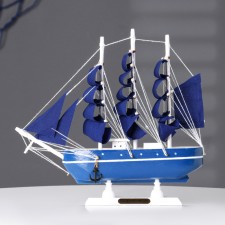 Souvenir small “Dorita” souvenir ship, sides blue with a white strip, blue sails, 23 × 5.5 × 21 cm