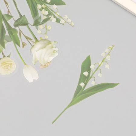 Plastic stickers "Flowers and quotes. White" set 12 pcs 8.5x21.5x0.2 cm-2