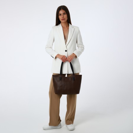 Zipper bag with zipper, brown color-3