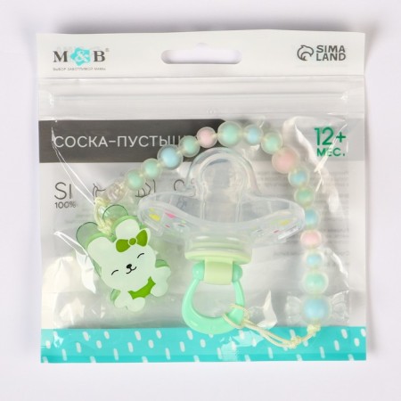 Nipple set - a dummy with a holder, SL, ORTD +12 months, with a cap "Bunny", green-9