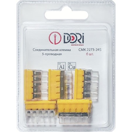 Construction and installation terminal Dori (QMS 2273-245) 5-wire with paste, 6 pcs. In the blister