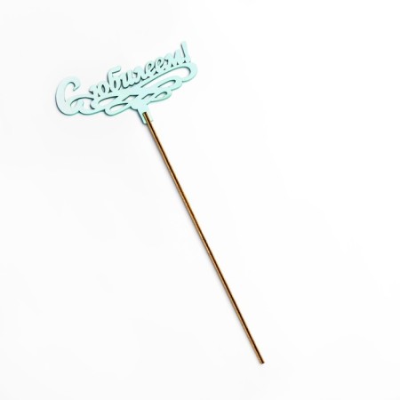 Topper wooden "with an anniversary!" Mint 13x6 cm-3