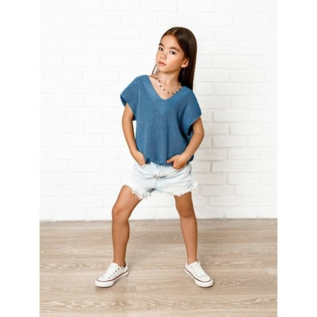 Vest for girl Knit, height 128 cm, blue color-7