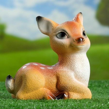 Garden figure "lying deer" from gypsum good souvenirs, 17cm, small, brown