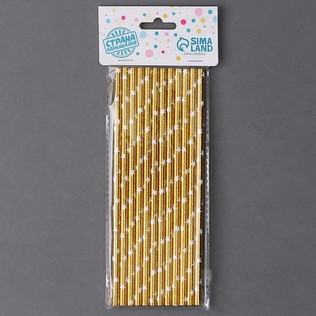Stars of cocktail tubes, set 12 pcs., Color gold-4