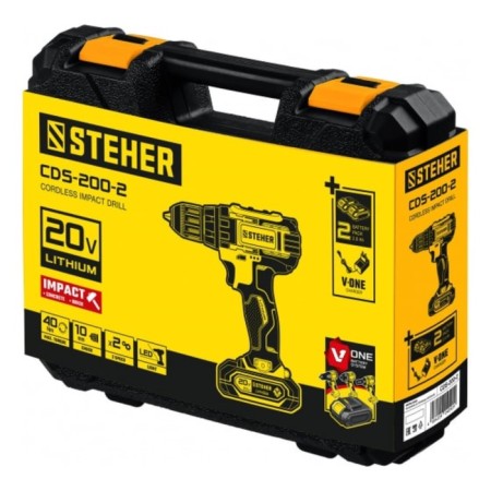 Drill screwdriver shock Steher CDS-200-2, 350-1350 rpm, 2 AKBX2 Ach, 2 speed, 40 nm-8
