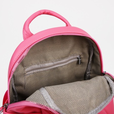 A backpack with a zipper, 3 outer pockets, pink color-3