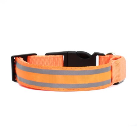 Collar with backlight double strip size m, osh 40-48 x 2.5 cm, 3 glow modes Orange-4