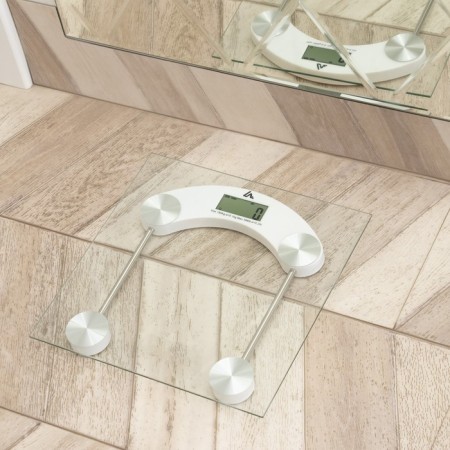 Floor Libra Luazon LVE-003, electronic, up to 180 kg, 1xCR2032, glass, white