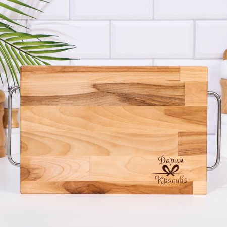 Defense and serving "rectangle" board (metal handles) 38x23x2 cm-1