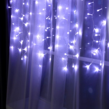 Garland "Curtain" 2 × 1.5 m, IP20, transparent thread, 360 LED, white glow, 8 modes, 220 V-2