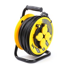 An extension cord on the coil of IEK Industrial Plus, Criminal Code, 4 Rosettes, 30 m, thermal heat., 3x1.5mm2, IP44, 37425
