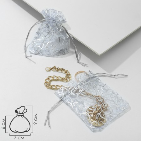 Gift bag "Silver pattern", 7 × 9, silver color