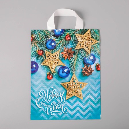 The package "New Year's azure", polyethylene with a loop pen, 28 x 35 cm, 55 μm