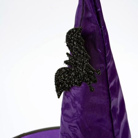 The carnival hat is “purple”, draped, with a bat, p. 56 - 58-6